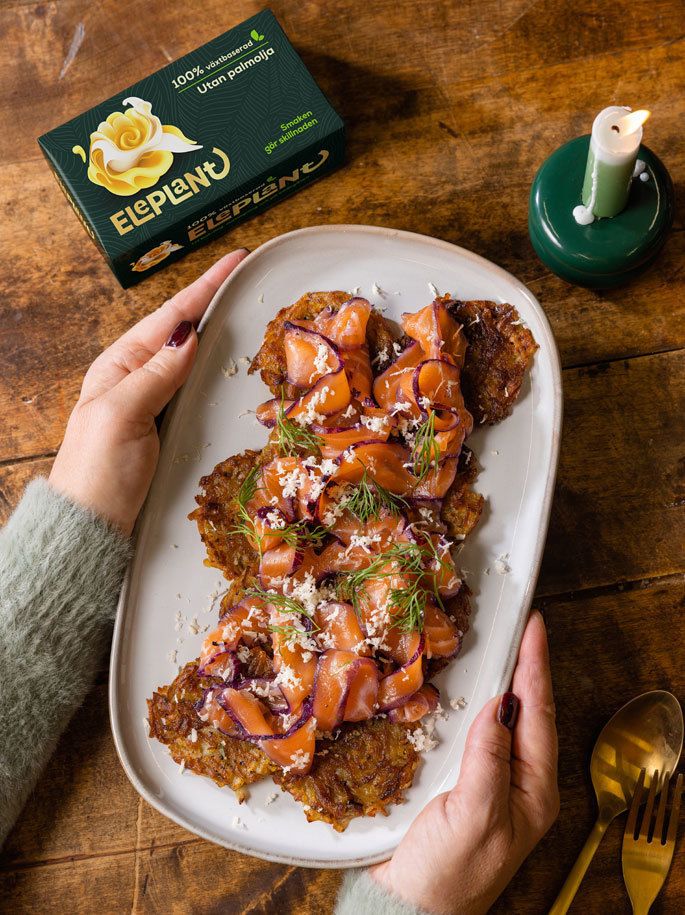 Blåbärsgravad lax med potatisrösti